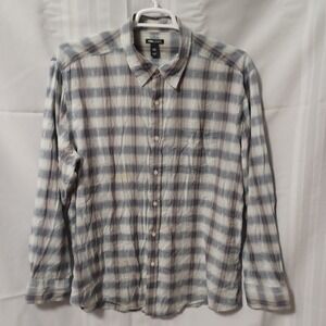 H&M Button Down Mens 2XL Blue L.O.G.G. Plaid Dobby Long‎ Sleeve Casual Shirt